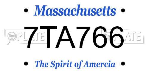 7TA766 Massachusetts License Plate