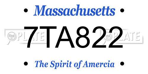 7TA822 Massachusetts License Plate