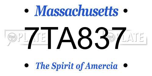 7TA837 Massachusetts License Plate