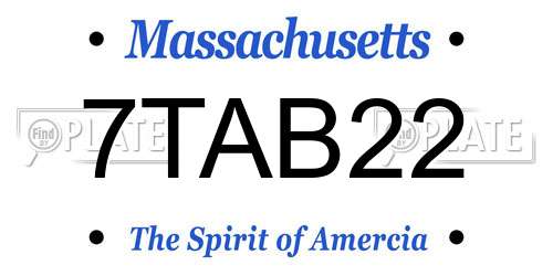 7TAB22 Massachusetts License Plate