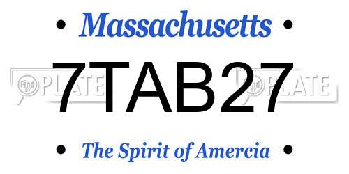 7TAB27 Massachusetts License Plate