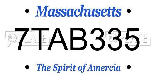 7TAB335 Massachusetts License Plate