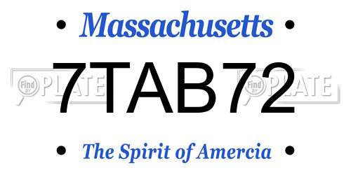 7TAB72 Massachusetts License Plate