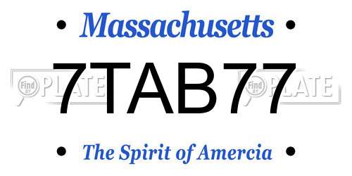 7TAB77 Massachusetts License Plate