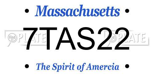 7TAS22 Massachusetts License Plate