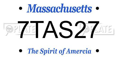 7TAS27 Massachusetts License Plate