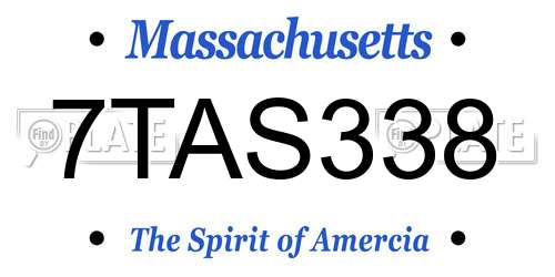 7TAS338 Massachusetts License Plate