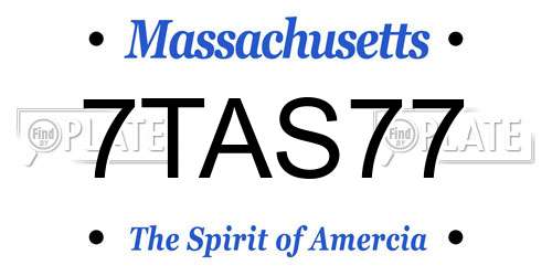 7TAS77 Massachusetts License Plate