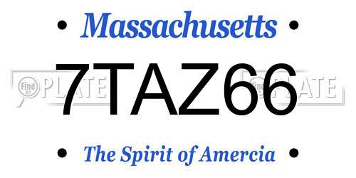 7TAZ66 Massachusetts License Plate