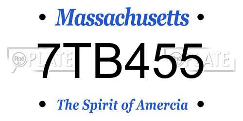 7TB455 Massachusetts License Plate