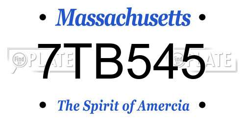 7TB545 Massachusetts License Plate