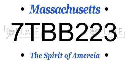 7TBB223 Massachusetts License Plate