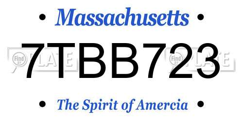 7TBB723 Massachusetts License Plate