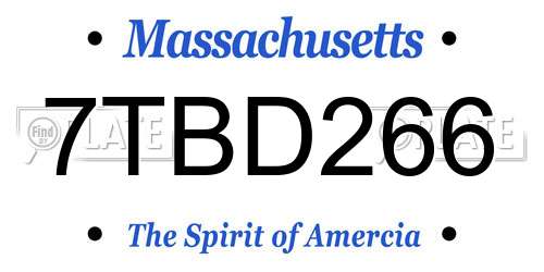 7TBD266 Massachusetts License Plate