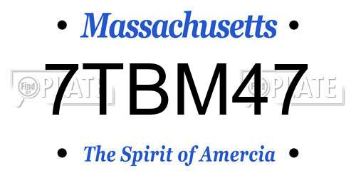 7TBM47 Massachusetts License Plate