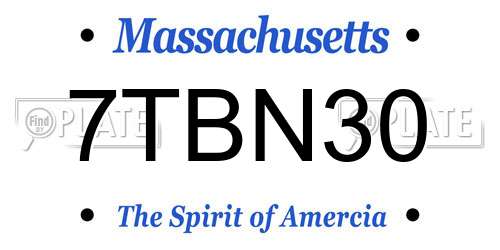 7TBN30 Massachusetts License Plate