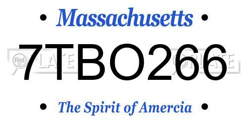 7TBO266 Massachusetts License Plate