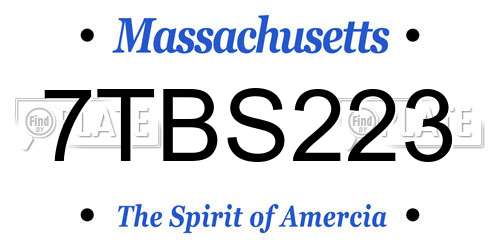 7TBS223 Massachusetts License Plate