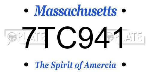 7TC941 Massachusetts License Plate