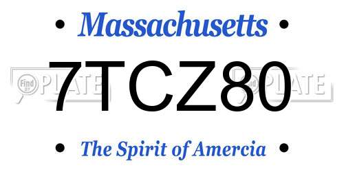 7TCZ80 Massachusetts License Plate