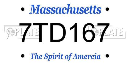 7TD167 Massachusetts License Plate