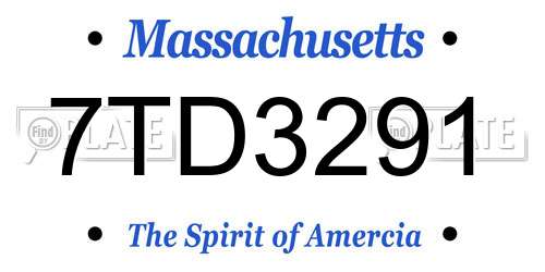 7TD3291 Massachusetts License Plate