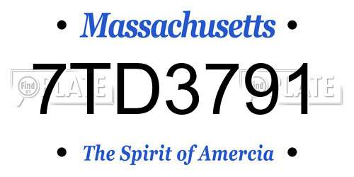 7TD3791 Massachusetts License Plate