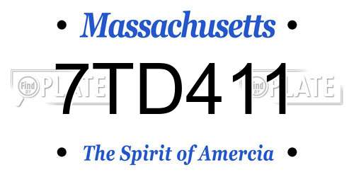 7TD411 Massachusetts License Plate