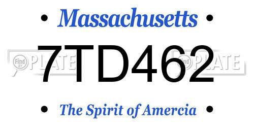 7TD462 Massachusetts License Plate