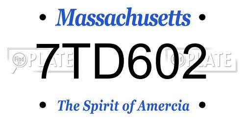 7TD602 Massachusetts License Plate