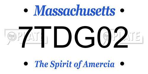 7TDG02 Massachusetts License Plate