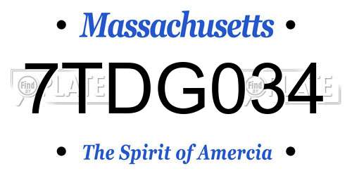 7TDG034 Massachusetts License Plate