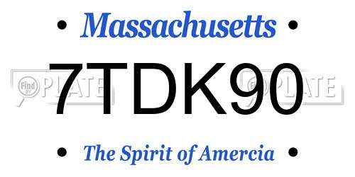 7TDK90 Massachusetts License Plate