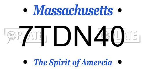 7TDN40 Massachusetts License Plate
