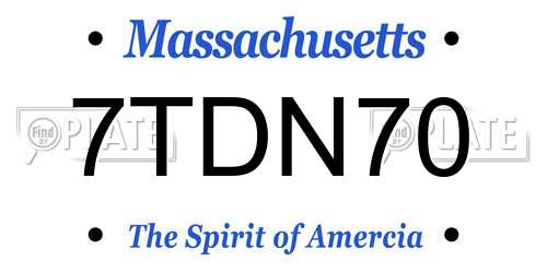 7TDN70 Massachusetts License Plate
