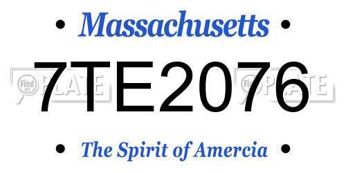 7TE2076 Massachusetts License Plate