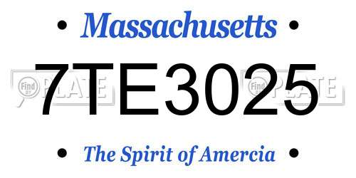 7TE3025 Massachusetts License Plate