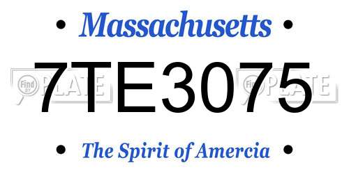 7TE3075 Massachusetts License Plate