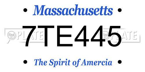 7TE445 Massachusetts License Plate