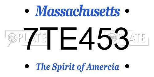 7TE453 Massachusetts License Plate