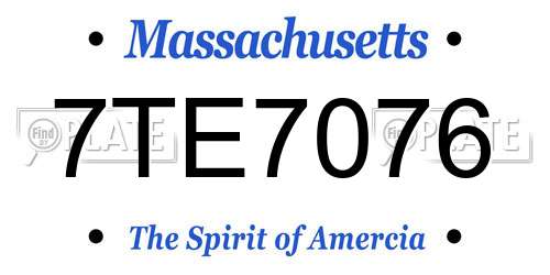 7TE7076 Massachusetts License Plate