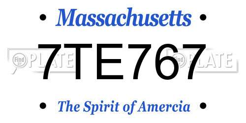 7TE767 Massachusetts License Plate