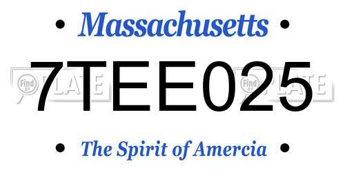 7TEE025 Massachusetts License Plate