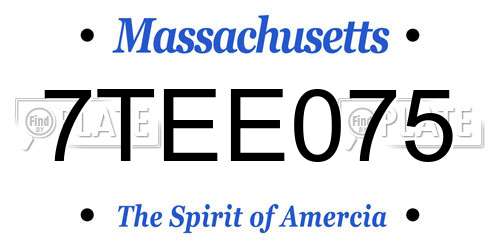 7TEE075 Massachusetts License Plate
