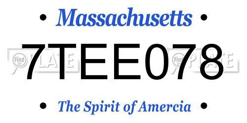 7TEE078 Massachusetts License Plate