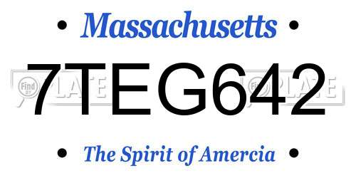 7TEG642 Massachusetts License Plate