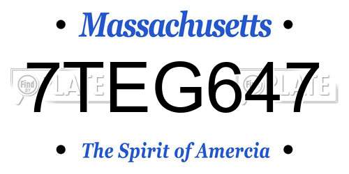 7TEG647 Massachusetts License Plate