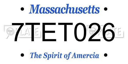 7TET026 Massachusetts License Plate