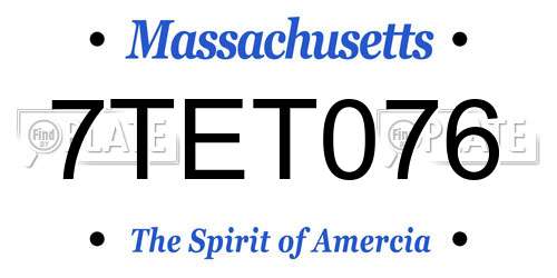7TET076 Massachusetts License Plate