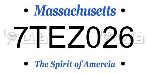 7TEZ026 Massachusetts License Plate